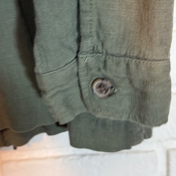 Khaki Linen-Rayon Blend Button-up Cinch Waist Jacket GUC - Picture 4 of 9